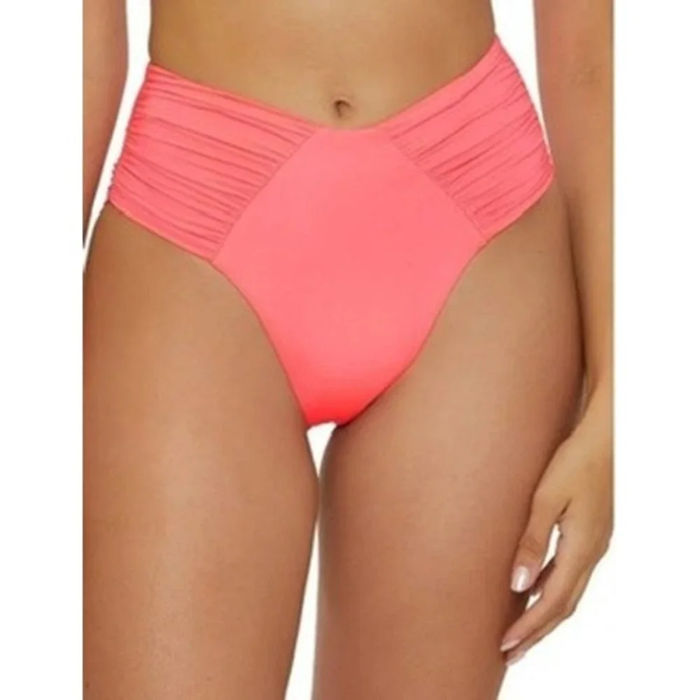 NWT BBecca Women's Ruched High-Waist Bikini Bottoms Large $68